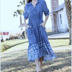 NATURAL LIFE Blue Floral Rebecca Maxi Dress